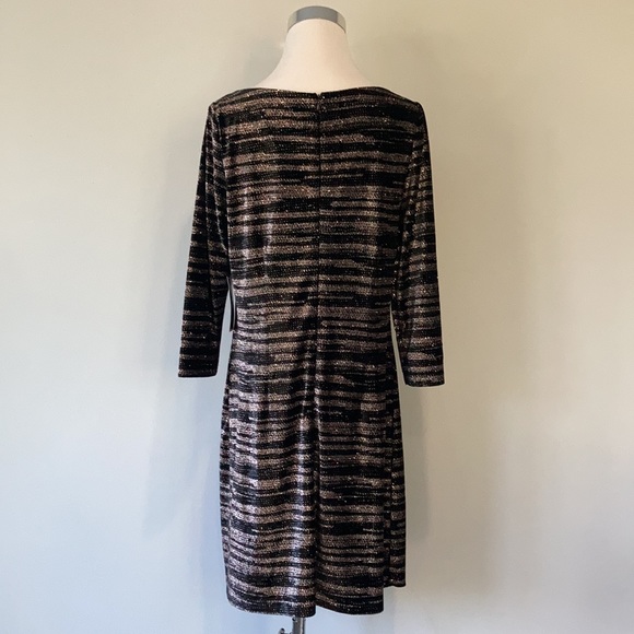NWT Metallic Rose Gold Velvet Cocktail Long Sleeve Dress - Picture 7 of 16